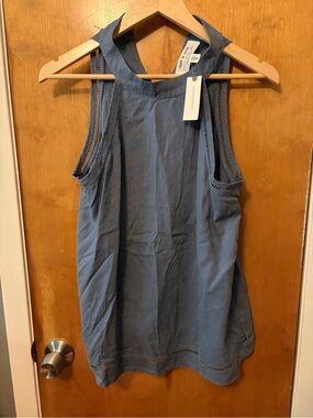 Anthropologie Gray-Blue Crochet-Trim Sleeveless Top